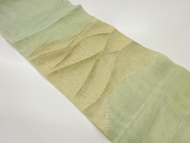 紗紬抽象波模様織出し名古屋帯